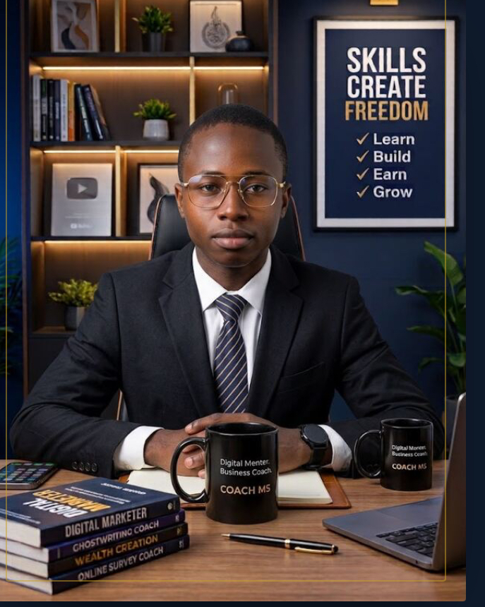 Coach MS, founder of Elites Academy, in his home office